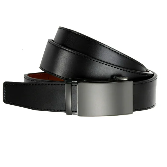 YOETEY Mens Leather Belt, Ratchet Belt - Adjustable Trim to Fit - for Dress Casual 1 3/8"(35mm)