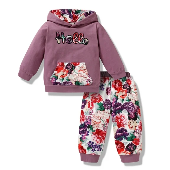 Younger Tree Toddler Baby Girl Kid Fall Winter Long Sleeve Hoodies Sweatshirt Clothes Set for 3-4T