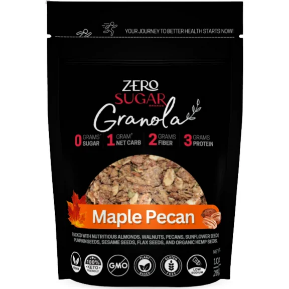 Zero Sugar Granola - MAPLE PECAN - Keto, Vegan, Gluten Free, Plant Based Granola