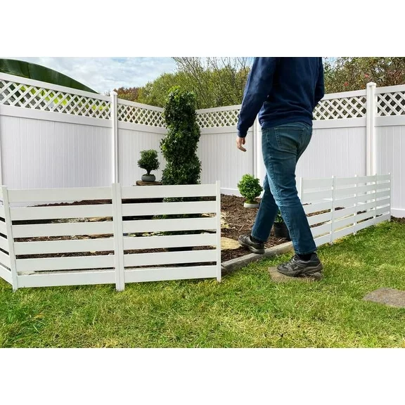 Zippity Outdoor Products ZP19065 2’ H x 2’ W No-Dig White Vinyl Maui Garden Fence Kit (3 Panels)