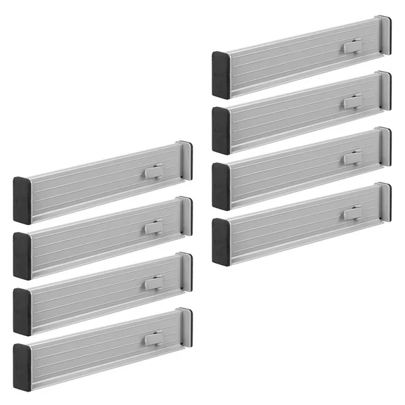 mDesign Expandable Dresser Drawer Divider with Foam Ends - 8 Pack - Gray/Black