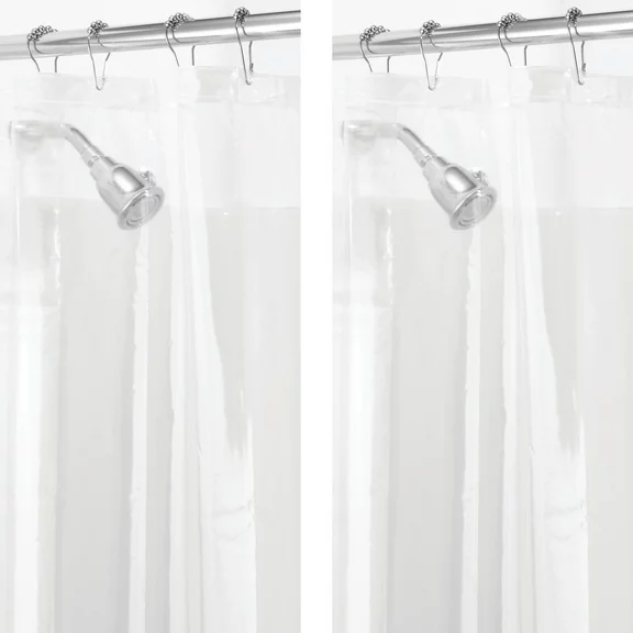 mDesign Long PEVA 72" x 72" Waterproof Shower Curtain Liner, 2 Pack, Clear
